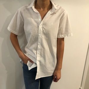 Artsy, White, Buttoned Down, Shortsleeved T-Shirt